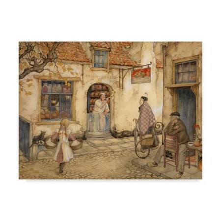 Trademark Fine Art Anton Pieck 'Out The Kitchen Door' Canvas Art, 18x24 ALI38386-C1824GG